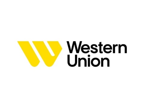 Western Union logo with yellow stylized W mark and black company name text