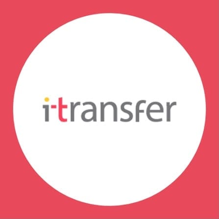 iTransfer logo on red background with white circle