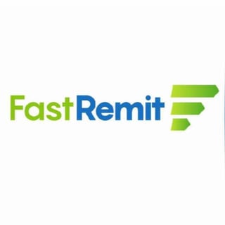 FastRemit logo with green and blue text and three green arrow icons on white background