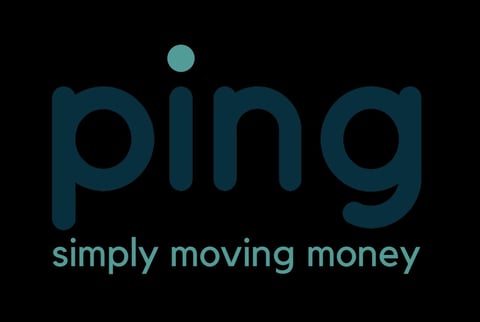 Ping logo with tagline simply moving money on black background
