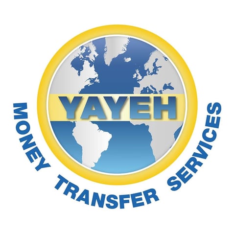 YAYEH Money Transfer Services logo with globe and yellow circular border